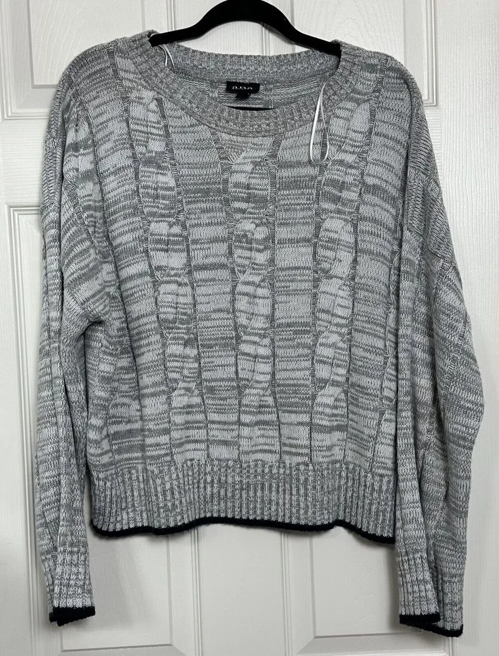 Ana A New Approach Women’s Gray Crop Sweater Stretch Pullover Long Knit Sleeve